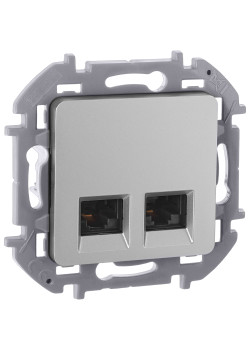 INSPIRIA Розетка компьютерная двойная RJ45 категория 5Е UTP алюминий