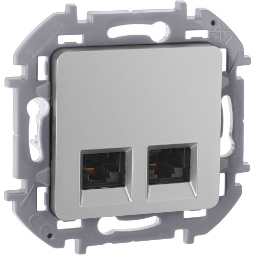 INSPIRIA Розетка компьютерная двойная RJ45 категория 5Е UTP алюминий