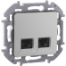 INSPIRIA Розетка компьютерная двойная RJ45 категория 5Е UTP алюминий INSPIRIA Розетка компьютерная двойная RJ45 категория 5Е UTP алюминий