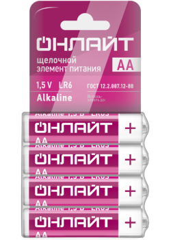 Элемент питания алкалиновый 90 638 OBT-02 LR6-SHBP4 (уп.4шт) ОНЛАЙТ 90638
