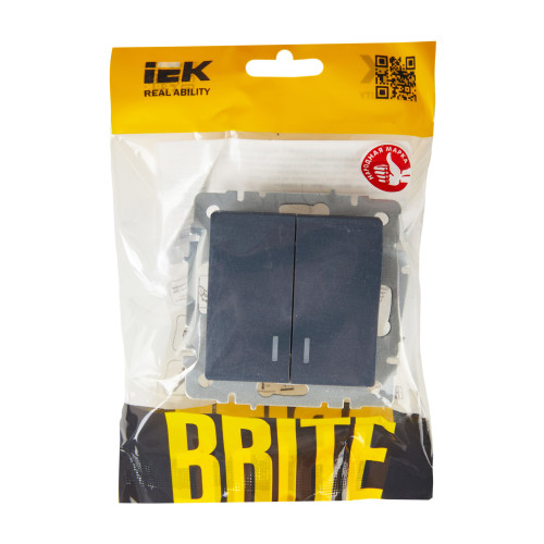 BRITE Выключатель 2-клавишный с индикацией 10А ВС10-2-1-БрМ маренго IEK BRITE Выключатель 2-клавишный с индикацией 10А ВС10-2-1-БрМ маренго IEK