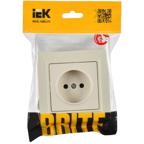BRITE Розетка 1-местная без заземления без защитных шторок 10А в сборе РСР10-1-0-БрКр бежевый IEK BRITE Розетка 1-местная без заземления без защитных шторок 10А в сборе РСР10-1-0-БрКр бежевый IEK