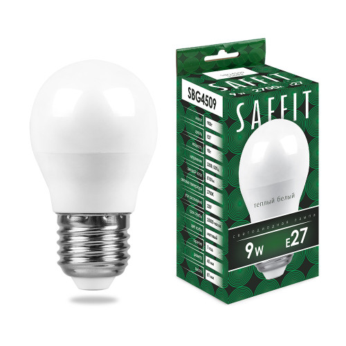 Лампа светодиодная SAFFIT SBG4509 Шарик E27 9W 230V 2700K