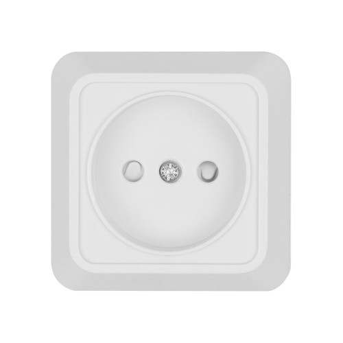 Розетка 2П открытой установки с з/ш IP20 10А, белая 