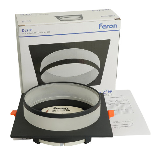 Светильник встраиваемый Feron DL701 потолочный GX70 черный квадрат