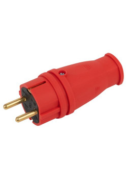 Вилка VX10-R-IP44 16А IP44 прямая с заземл. каучук красн. ЭРА Б0055415