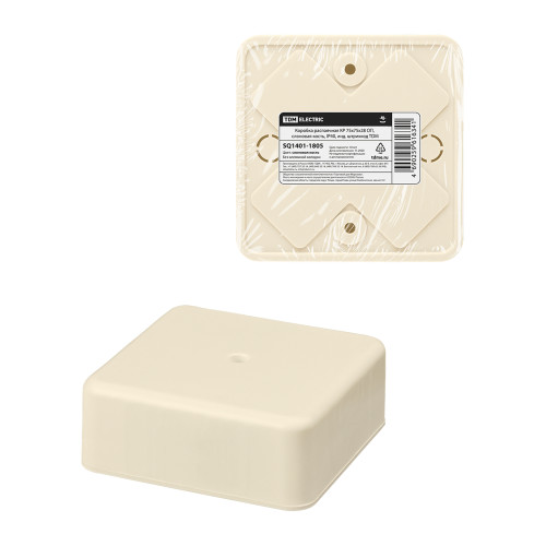 Коробка распаячная КР 75х75х28 ОП, сл. кость, IP40, инд. штрихкод TDM