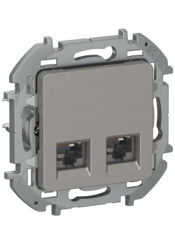 IEKINSPIRIA Розетка компьютерная двойная RJ45 категория 5Е UTP 6731271 дымчатый IEK