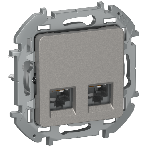 IEKINSPIRIA Розетка компьютерная двойная RJ45 категория 5Е UTP 6731271 дымчатый IEK