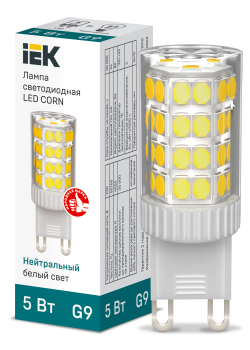 Лампа светодиодная CORN капсула 5Вт 230В 4000К керамика G9 IEK