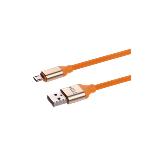 Дата-кабель, ДК 13, USB - micro USB, 1 м, силиконовая оплетка, оранжевый, TDM