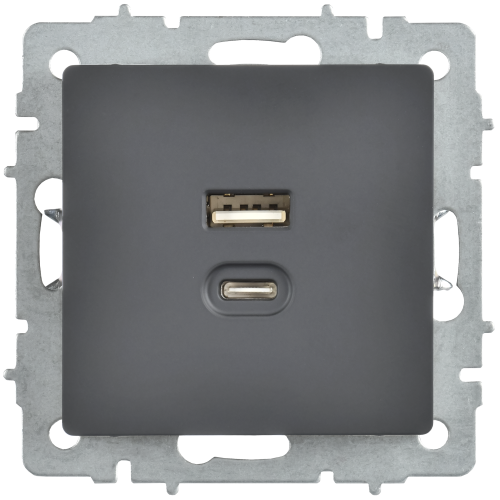BRITE Розетка USB A+C 45Вт высокоскоростная зарядка РЮ11-2-БрГ графит IEK BRITE Розетка USB A+C 45Вт высокоскоростная зарядка РЮ11-2-БрГ графит IEK