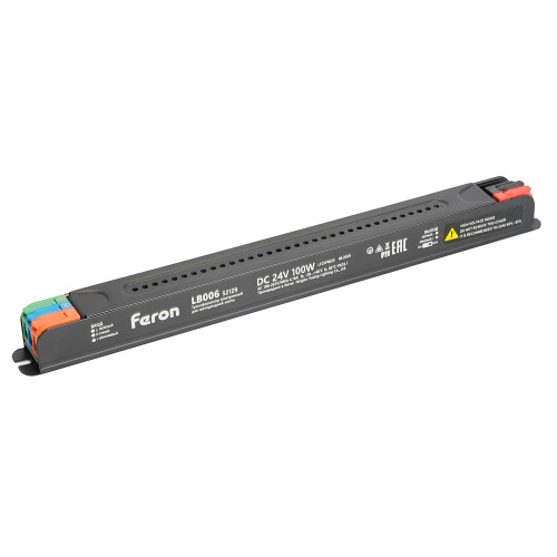 Трансформатор  для светодиодной ленты с диммированием 100W 24V IP20 , клипсы, LB006