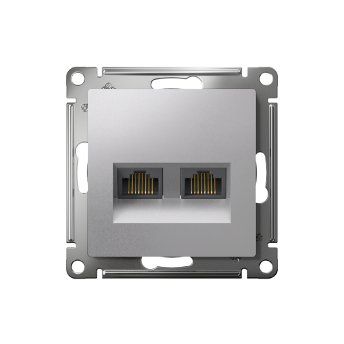 ATLASDESIGN РОЗЕТКА двойная компьютерная RJ45+RJ45 кат. 5e, механизм, АЛЮМИНИЙ