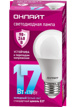 Лампа светодиодная/ Лампа светодиодная 17 Вт OLL-A60-17-230-6.5K-E27 PRO 90-240В