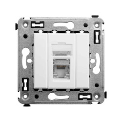 Компьютерная розетка RJ-45 в стену, кат.6 одинарная экранированная, Avanti, белое облако