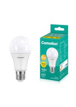 Лампа светодиодная LED15-A65/830/E27 15Вт грушевидная 3000К тепл. бел. E27 1280лм 170-265В Camelion 12196 / 12185