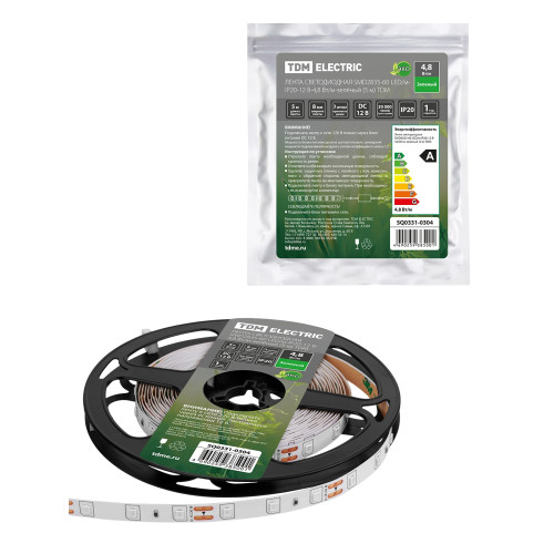 Лента светодиодная SMD2835-60 LED/м-IP20-12 В-4,8 Вт/м-зелёный (5 м) TDM