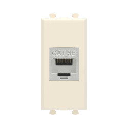 Компьютерная розетка RJ-45 без шторки модульная, кат.5е экранированная, Avanti, ванильная дымка, 1 модуль
