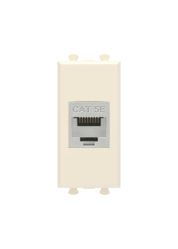 Компьютерная розетка RJ-45 без шторки модульная, кат.5е экранированная, Avanti, ванильная дымка, 1 модуль