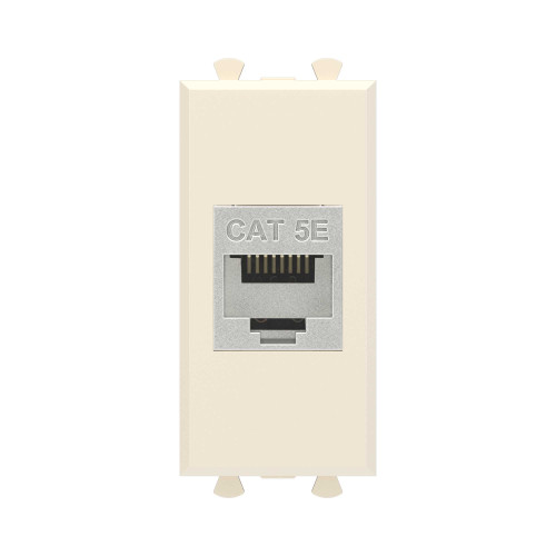 Компьютерная розетка RJ-45 без шторки модульная, кат.5е экранированная, Avanti, ванильная дымка, 1 модуль
