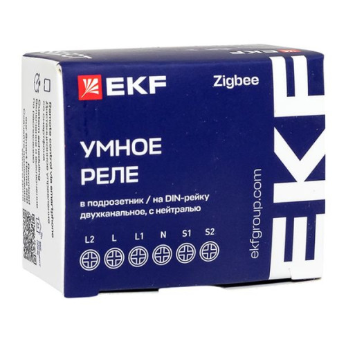 Умное реле в подрозетник 2-канальное с нейтралью Zigbee EKF Connect Select Умное реле в подрозетник 2-канальное с нейтралью Zigbee EKF Connect Select