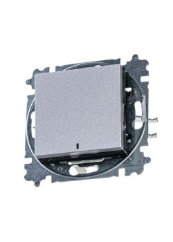 Выключатель 1-кл. СП Levit IP20 с подсветкой серебр./дым. черн. ABB 2CHH590146A6070