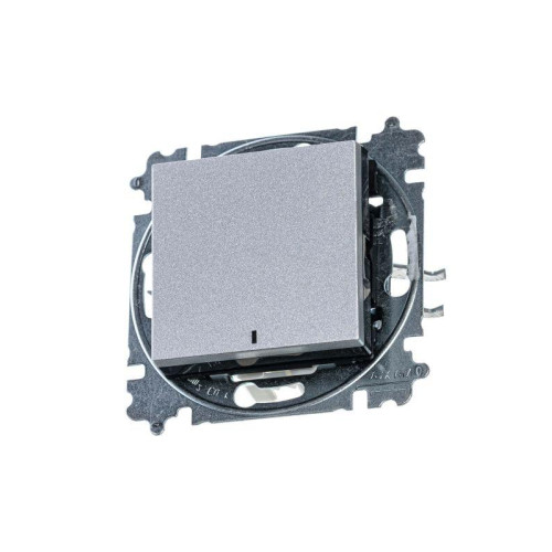Выключатель 1-кл. СП Levit IP20 с подсветкой серебр./дым. черн. ABB 2CHH590146A6070