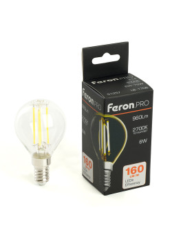 Лампа светодиодная Feron.PRO LB-1706 Шарик E14 960LM 6W 175-265V 2700K