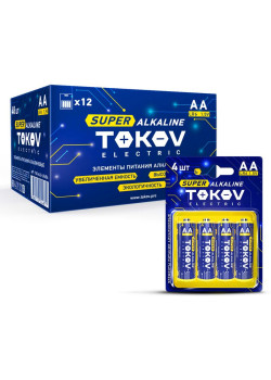 Элемент питания алкалиновый LR6/AA (блист.4шт) TOKOV ELECTRIC TKE-ALS-LR6/B4