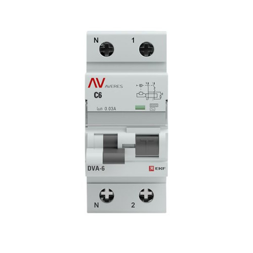 АВДТ DVA-6 1P+N 6А х-ка C 30мА тип AС эл-мех. 6кА AVERES EKF