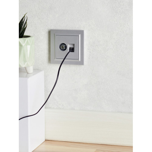 BRITE Розетка двойная TV+RJ45 кат.5E РТВ/РК12-БрА алюминий IEK BRITE Розетка двойная TV+RJ45 кат.5E РТВ/РК12-БрА алюминий IEK