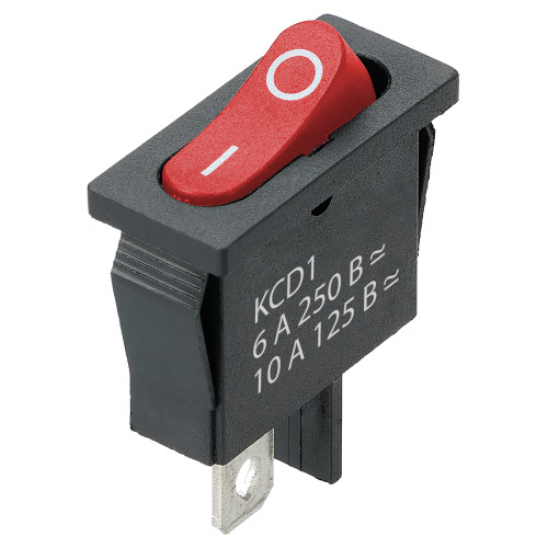 Выключатель клавишный KCD1-101B 250В AC/DC, 1P, 6А, (2с), ON-OFF, черный корпус, красная клавиша, Mini, TDM Выключатель клавишный KCD1-101B 250В AC/DC, 1P, 6А, (2с), ON-OFF, черный корпус, красная клавиша, Mini, TDM