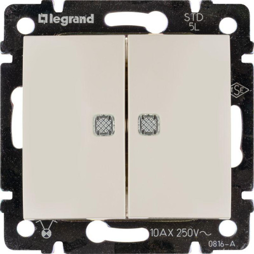 Выключатель 2-кл. СП Valena 10А IP31 250В с зел. подсветкой механизм сл. кость Leg 774328 Выключатель 2-кл. СП Valena 10А IP31 250В с зел. подсветкой механизм сл. кость Leg 774328