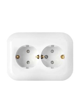 Розетка 2-м СП 16А IP20 с заземл. защ. шторки бел. Bylectrica РС16-357