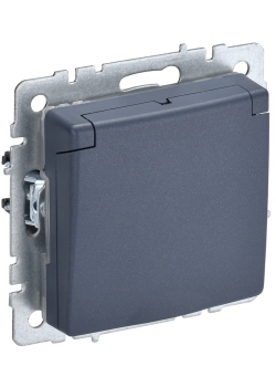 BRITE Розетка 1-местная с заземлением с защитными шторками и крышкой 16А IP44 РСбш10-3-44-БрМ маренго IEK