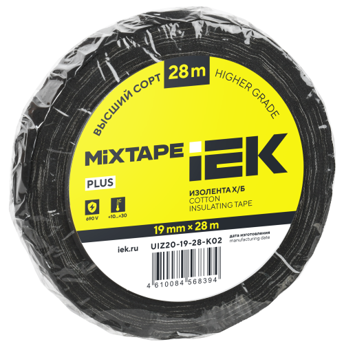 MIXTAPE PLUS Изолента Х/Б 19мм 28м IEK