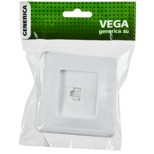 VEGA Розетка 1-местная компьютерная RJ45 кат.5е РК10-ВБ белый GENERICA VEGA Розетка 1-местная компьютерная RJ45 кат.5е РК10-ВБ белый GENERICA