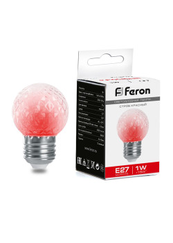 Лампа-строб Feron LB-377 Шарик прозрачный E27 1W 230V красный