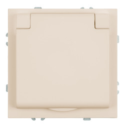 Розетка 1-местная с крышкой с защ. штор, STEKKER, с/з, IP42, 250В, 16А, серия Эмили, RST16-5112-08, кашемир, soft touch