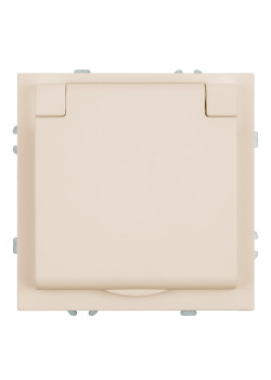 Розетка 1-местная с крышкой с защ. штор, STEKKER, с/з, IP42, 250В, 16А, серия Эмили, RST16-5112-08, кашемир, soft touch