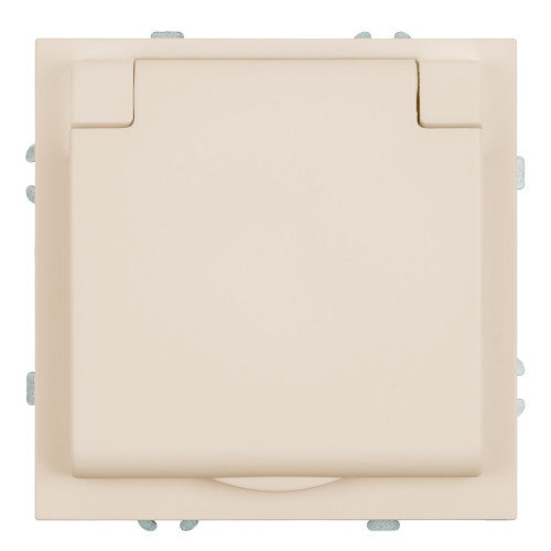 Розетка 1-местная с крышкой с защ. штор, STEKKER, с/з, IP42, 250В, 16А, серия Эмили, RST16-5112-08, кашемир, soft touch