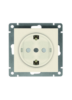 Розетка 1-м СП Афина 16А IP20 с заземл. защ. шторки механизм сл. кость (ivory) Universal A0049-I