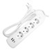 Удлинитель 4-местный c/з 3x1 мм2, 3 м, 250В, 10А, 2USB+1Type-C 2,4А, серия Home plus, белый STEKKER HM08-43-02