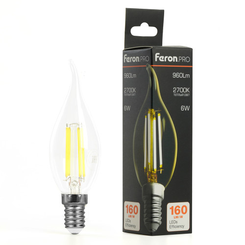 Лампа светодиодная Feron.PRO LB-1216 Свеча на ветру E14 960LM 6W 175-265V 2700K Лампа светодиодная Feron.PRO LB-1216 Свеча на ветру E14 960LM 6W 175-265V 2700K