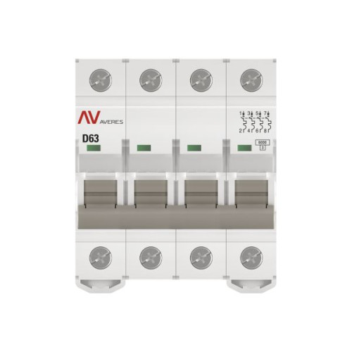 Авт. выкл. AV-6 4P 63A (D) 6kA EKF AVERES Авт. выкл. AV-6 4P 63A (D) 6kA EKF AVERES