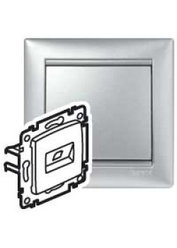 VALENA Розетка компьютерная двойная RJ45 категория 6 UTP с захватами алюминий