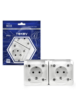 Розетка 2-м ОП Nix 16А IP54 250В с заземл. с прозр. крышкой бел. TOKOV ELECTRIC TKE-NX-R2Z-C01T-IP54