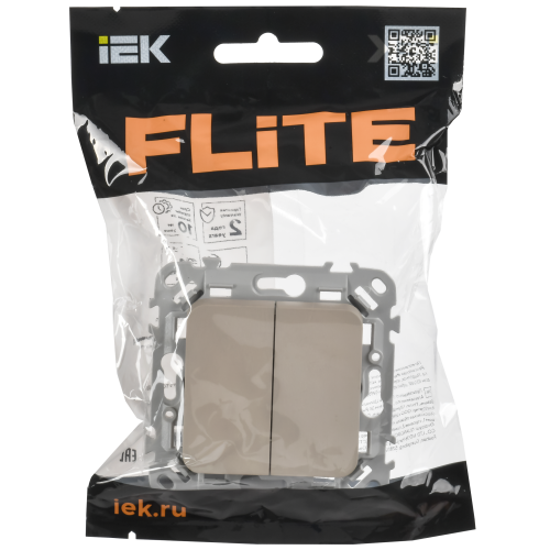 FLITE Выключатель 2-клавишный 10А ВС12-1-0-ФлЛ льняной IEK FLITE Выключатель 2-клавишный 10А ВС12-1-0-ФлЛ льняной IEK