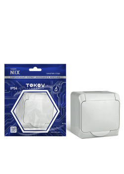 Розетка 1-м ОП Nix 16А IP54 250В с заземл. с крышкой сер. TOKOV ELECTRIC TKE-NX-R1Z-C06-IP54